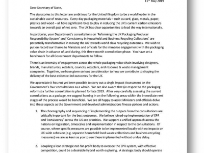 British Glass is among the signatories on a letter to Secretary of State Michael Gove.